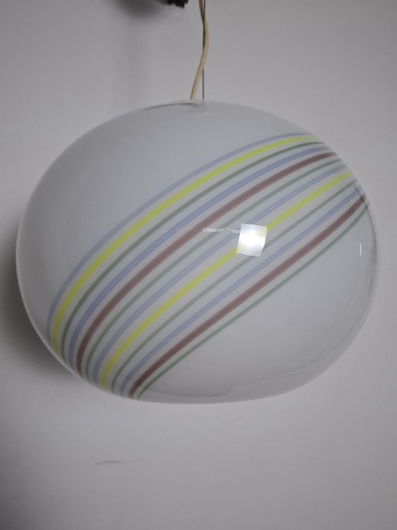 Murano Glass Sphere Pendant Lamp, 1970s, Metal, Plastic, Multi Color (photo 4 of 13)