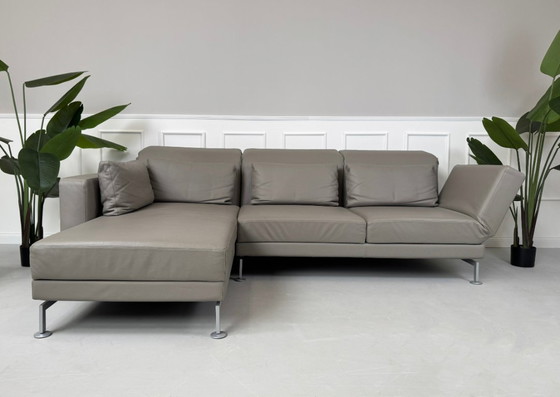 Image 1 of Brühl Moule corner sofa leather sofa gray sleeping function daybed
