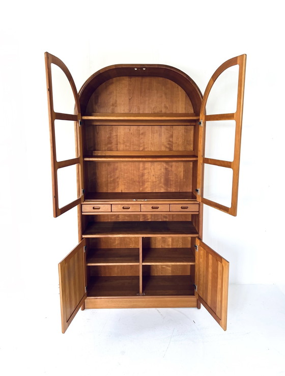 Image 1 of Vintage teak arch cabinet with display case, Dyrlund '70s