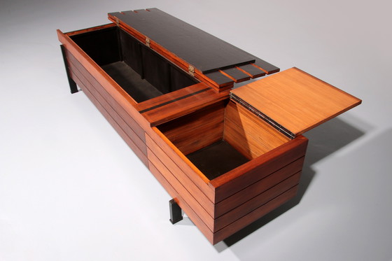 Image 1 of Vintage Wooden Bench with Storage Italiaans 1960