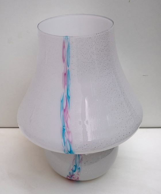 Image 1 of Venini Stil Moderne italienische Muranoglas Pilz Tischlampe, 1980er Jahre