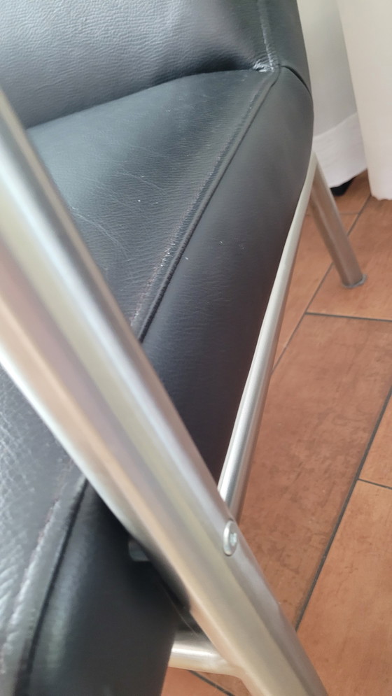 Image 1 of 2 sedie/poltrone in acciaio inossidabile e pelle nera