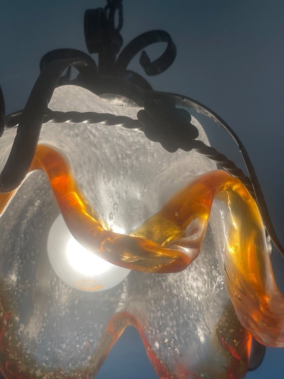 Image 1 of Vintage pendant lamp, Brutalist style, very likely Mazzega
