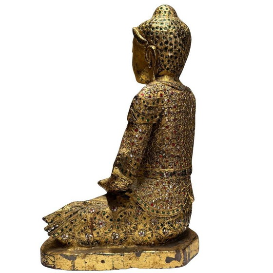 Estatua de Buda Mandalay Dorada de Myanmar – Bhumisparsha Mudra – Símbolo de Enraizamiento e Iluminación (photo 7 of 10)
