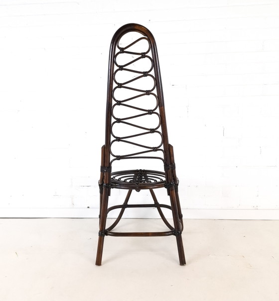 Image 1 of Chaise vintage en bambou/roseau marron foncé Rohe Noordwolde