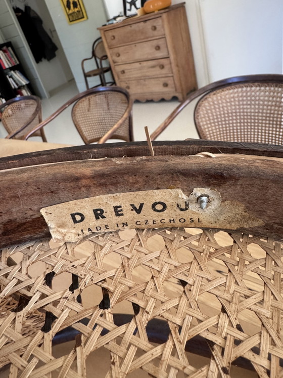 Set van 8 Drevounia/Thonet Stoelen – Eetkamerstoelen, Rattan, Wood (photo 5 of 5)