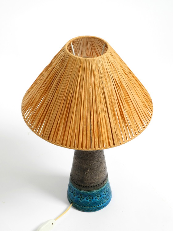 Image 1 of Beautiful 1960s Rimini Blue Ceramic Table Lamp by Aldo Londi for Bitossi, Italy