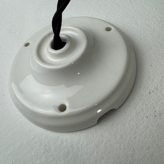 Image 1 of Lampada a sospensione vintage in vetro opalino da 30 cm