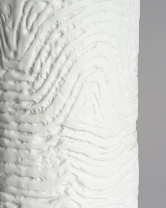 Image 1 of M. Freyer & W. Schreib Rosenthal Bisque Porcelain Vase Duo Op Art Relief 70s XL & L