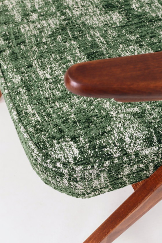 Image 1 of Scandinavian Green Lounge Chair Vintage Design Boho Upholstery Melange Fabric, 1960, Poland
