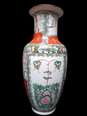 2 large chinese vintage rose vases