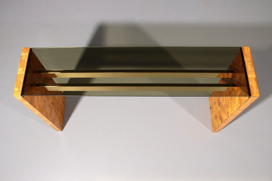 Image 1 of Max Papiri Braided Banana Wood & Smoked Glass Side Table – A Sculptural Modern Classic