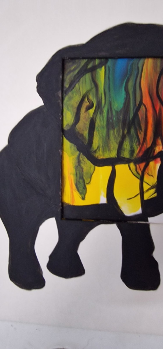 Éléphant Abstrait – Objets d'art, Paper (photo 2 of 6)