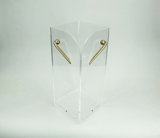 Portaombrelli in acrilico trasparente Lucite, design postmoderno anni '80-'90