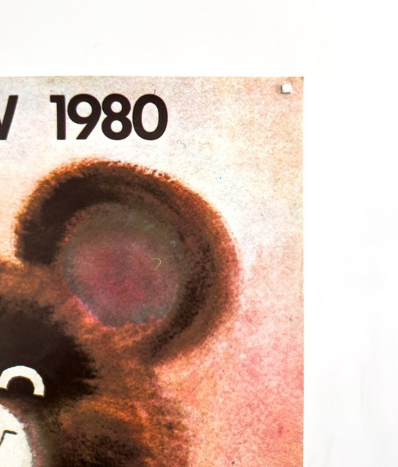 Image 1 of 🏟Misha Bear (Moscow Olympics Mascot) – 1980 – Original Poster by Viktor Chizhikov | Spanish‑market Edition | 61 × 41 cm | Spain