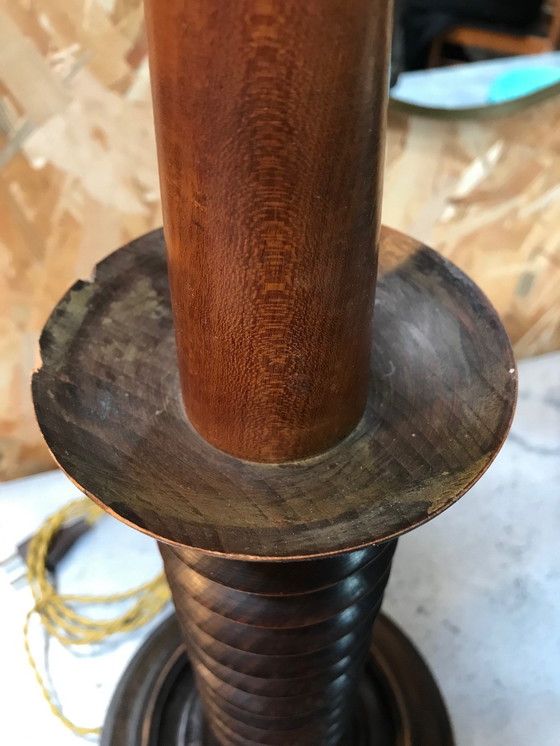 Image 1 of Turned Wood Lamp By Charles Dudouyt