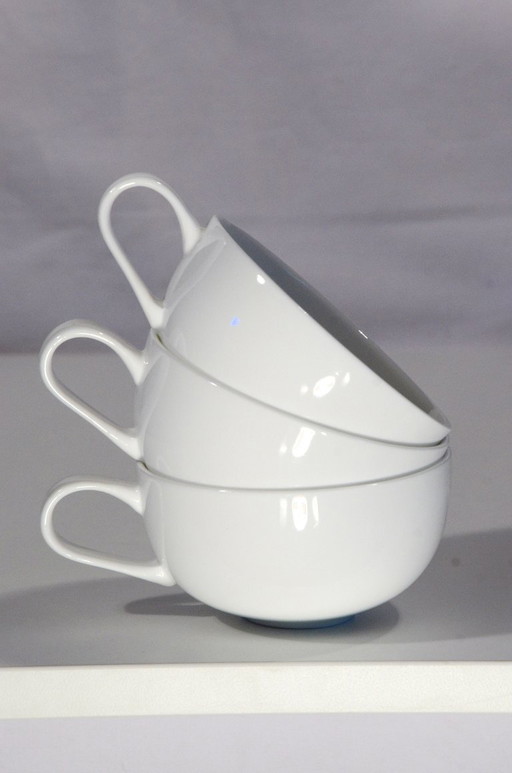 3 tazas de té de porcelana blanca, 10x5 cm, 200 ml. – servies, Porcelain