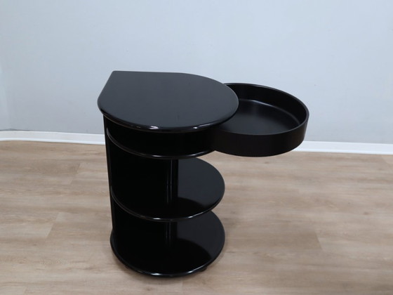 Image 1 of B&B 1980s postmodern black lacquered nightstands , set of 2