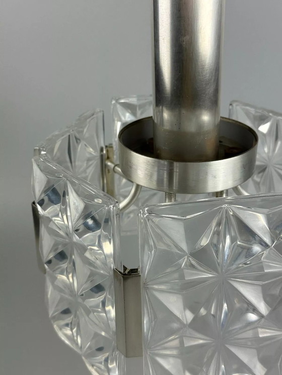 Image 1 of Lampadario da soffitto anni '60 anni '70 Hillebrand Leuchten Germany vetro metallo