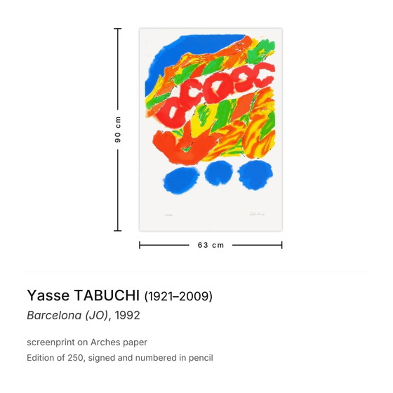 Yasse Tabuchi signierter Siebdruck Barcelona (JO) 1992 – Lithographien & Drucke, Paper (photo 3 of 5)