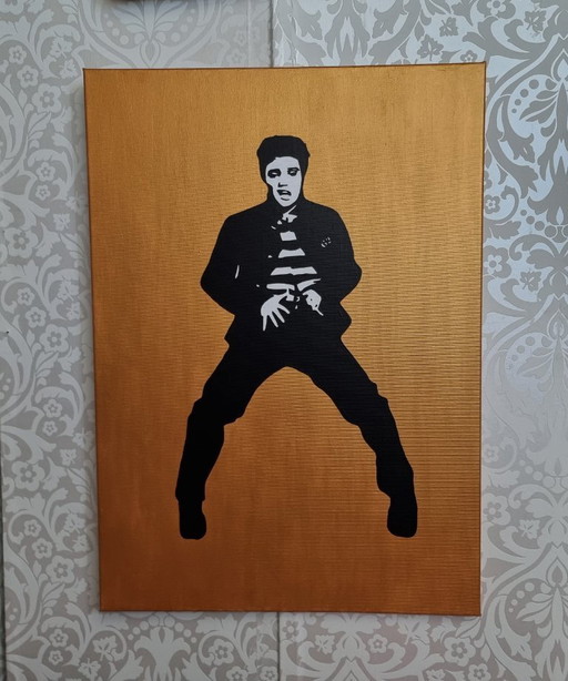 Frances Eckhardt - 50x70 cm Pop Art Elvis Painting Hand-Painted