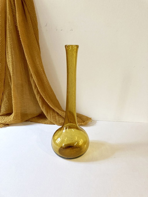 Vase soliflore en verre bullé de Biot, années 1950