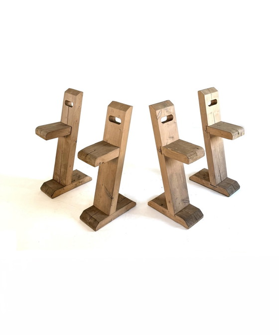Image 1 of 4x tabourets de bar sculpturaux '80