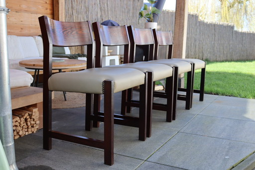 4 Dutch Design chairs | wengé wood | Skai leather 