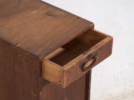 Antique Japanese Cedar Cabinet with Door and Drawers – Taishō / Early Showa Period (c. ) – Storage cabinet (photo 28 of 40)