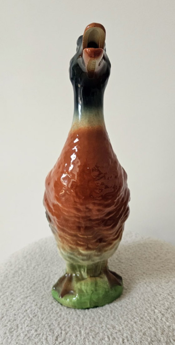 Image 1 of Large duck-shaped earthenware pitcher from Saint-Clément – ​​signed – vintage