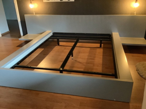 Image 1 of Taupe-colored double bed interlubke + slatted base sleeplife