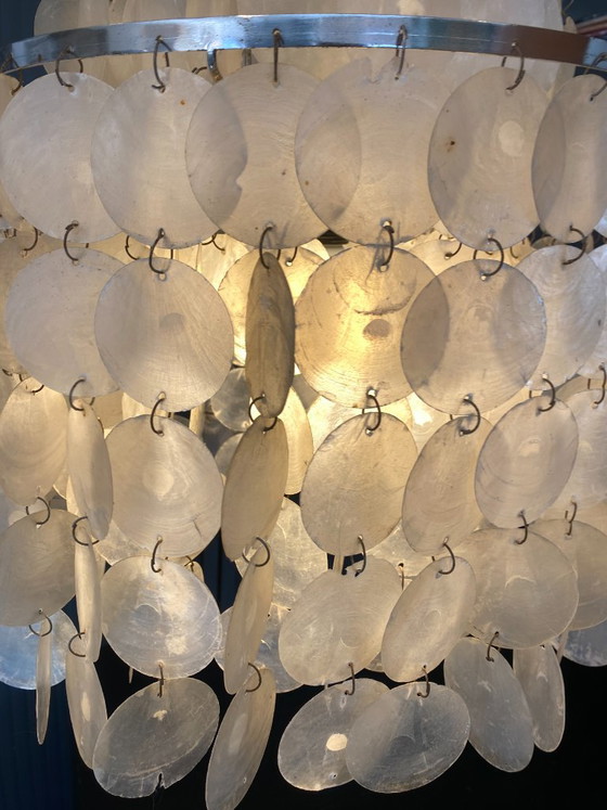 Suspension Lamp Chandelier Ceiling Light Mother-of-pearl Verner Panton vintage 1970 – Stone (photo 4 of 20)