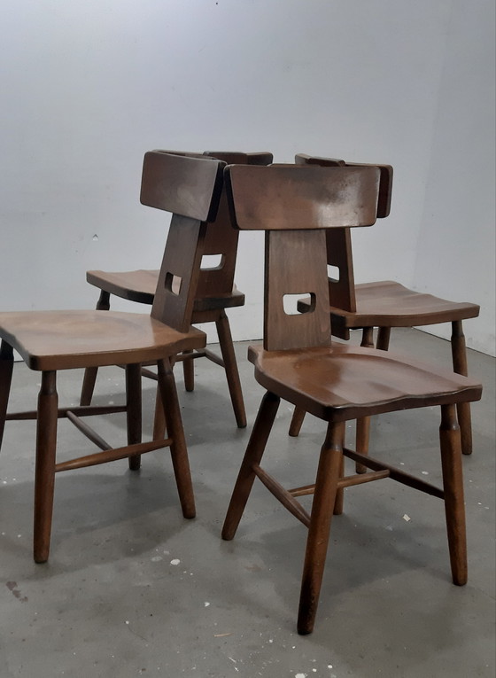 Image 1 of Set of 4 Brutalist dining chairs