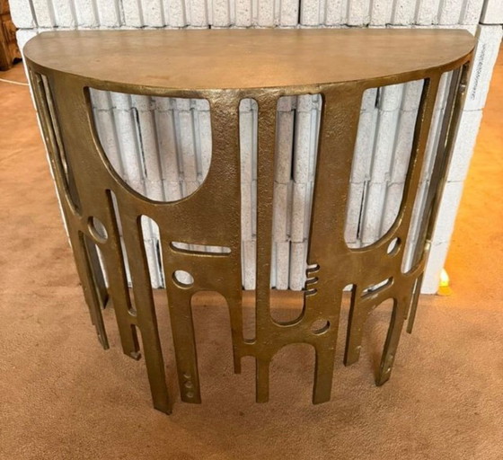 Image 1 of VLAB Brutalist metal console with bronze finish