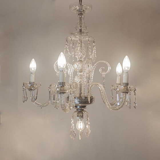 Image 1 of Bohemian Cut Lead Crystal Chandelier, 1930s