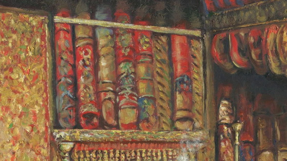 Peinture à l'huile orientaliste – "El Mercader de Zapatillas" – D'après José Villegas Cordero – 60x50 cm (photo 6 of 6)