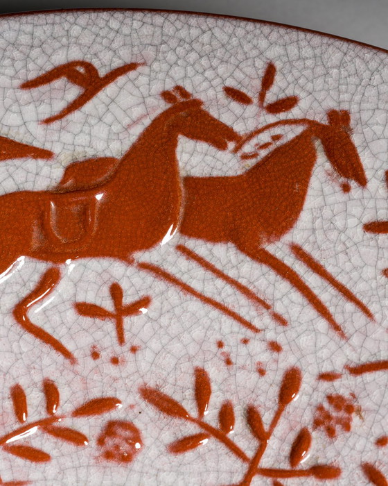 Image 1 of Paulamaria Walter Karlsruher Majolika Grand bol en céramique avec relief de cheval