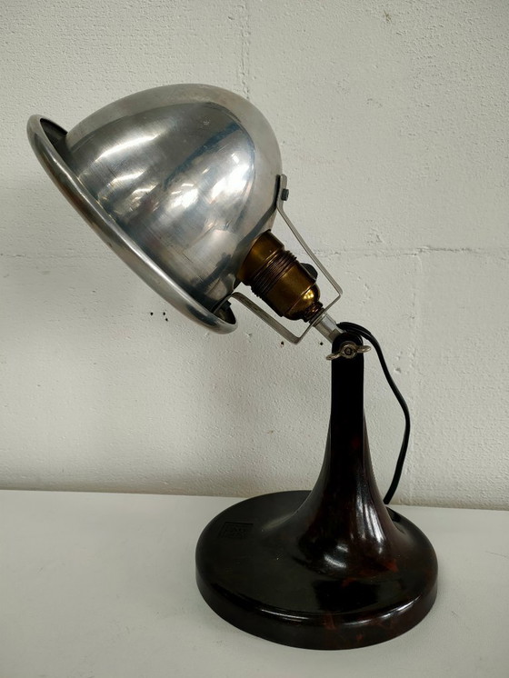 Image 1 of Rare industrial Bauhaus (style) 1950s-60s table lamp by Fritz Pendorff (GDR) with Bakelite base