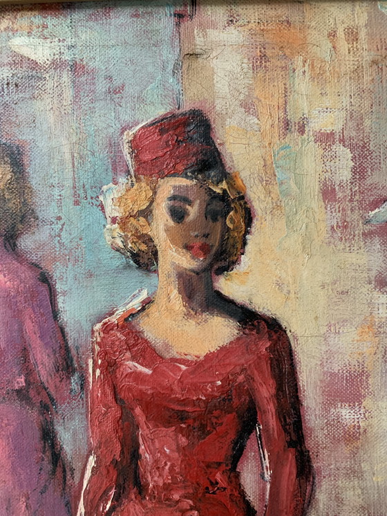 Image 1 of Zeer charmant Jaren 60 olieverfschilderij in Parijs Montmartre stijl.