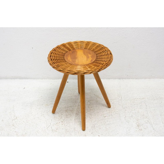 Image 1 of Mid century rattan stool by Jan Kalous for Úluv, Czechoslovakia 1960s