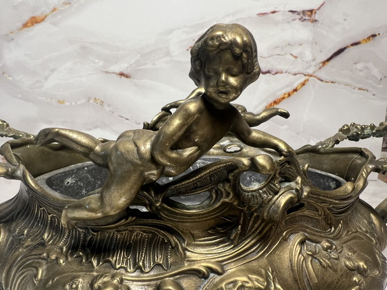 Image 1 of Antique French bronze flower pot