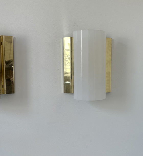 Image 1 of Pair of brass and perspex sconces, Fagerhult Sweden 1970