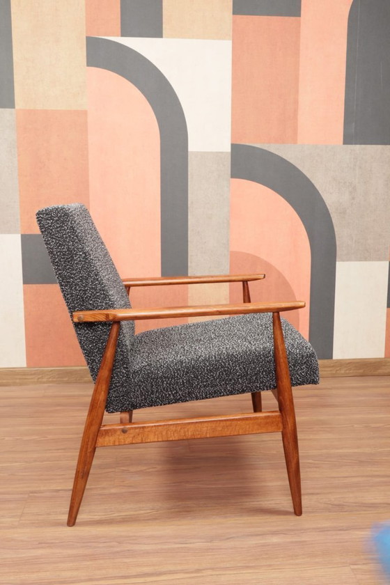 Image 1 of Poltrona scandinava vintage in bouclé nero, design di metà secolo, 1960