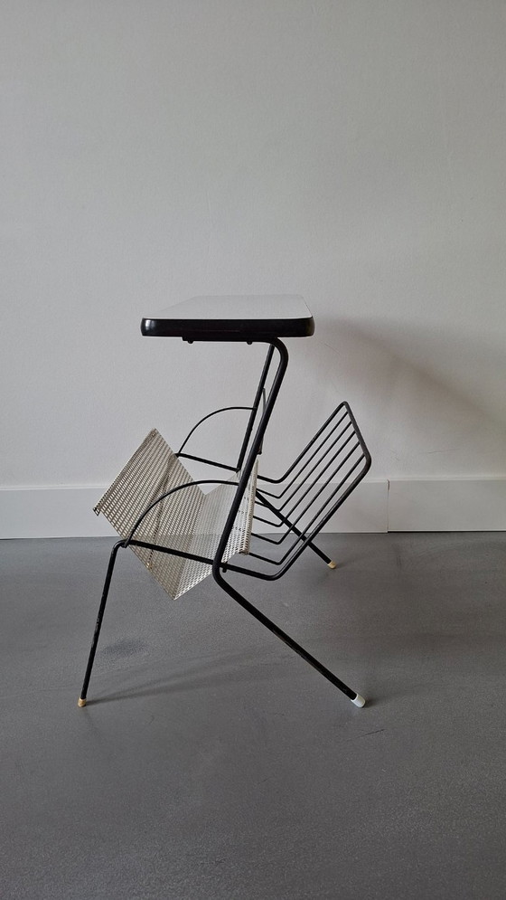 Image 1 of Vintage Reading Table / Side Table with Newspaper Rack – Mid-Century Design
