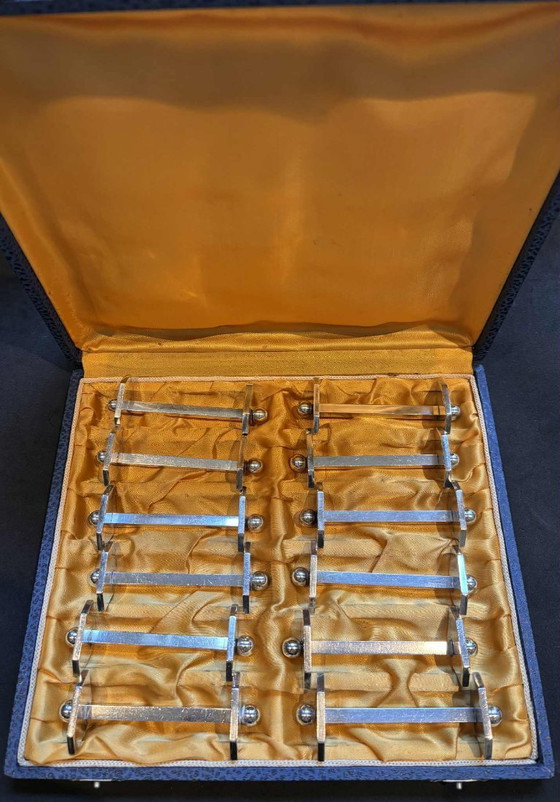 Image 1 of Poggiacoltelli Art Déco in argento placcato - Set da 12 - Francia anni '30