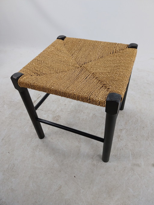 1 Skandinavischer Hocker mit Seilsitz 1960er Jahre