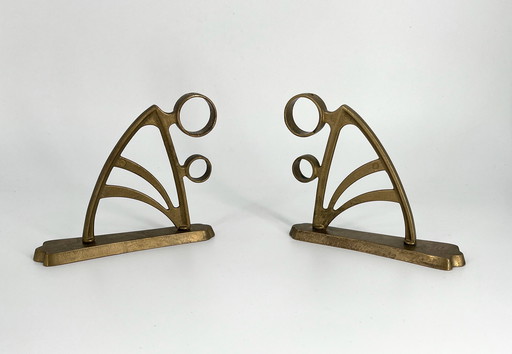 2x Art Nouveau Art Deco curtain rod holder Curtain rod holder made of brass bronze