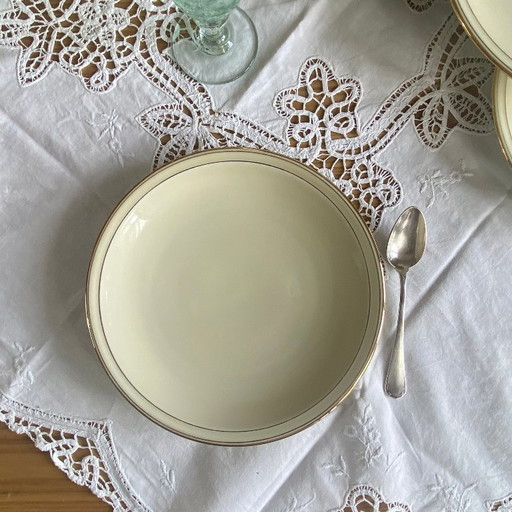 6 antike Dessertteller aus Limoges-Porzellan, ehemals aus der königlichen Manufaktur