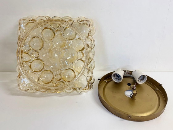 Image 1 of Mid Century Helena Tynell goud glas bubbels plafonnière wandlamp 