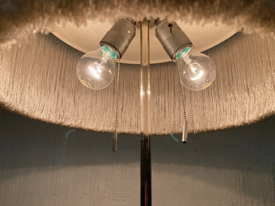 Image 1 of Große Mid-Century Lampe 60Er Jahre Design Mit Fransenschirm Und Marmorfuß